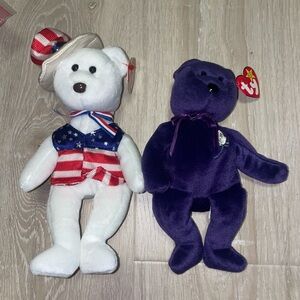2 Ty Beanie Babies 1997 Princess Diana 2003 Uncle Sam